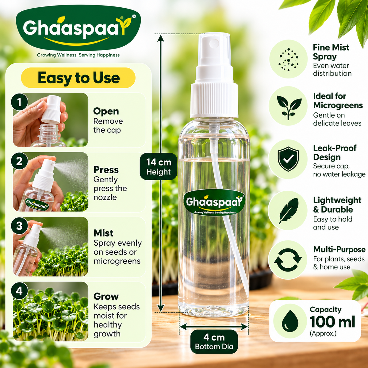 GhaasPaat Fine Mist Spray Bottle – 100 ml